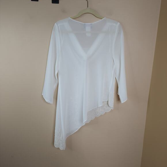 Vintage Y2K J. Rose Beaded Asymmetrical Semi-sheer Blouse Size 14 - Picture 7 of 9